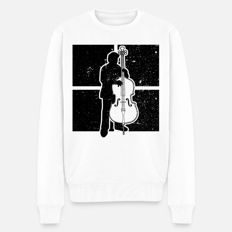 Contrebasse Contrebassiste Contrebassiste - Pull Premium bio Homme - blanc