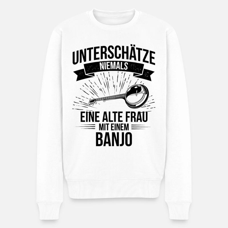 Banjo Banjospieler Banjoist - Männer Premium Bio Pullover - Weiß