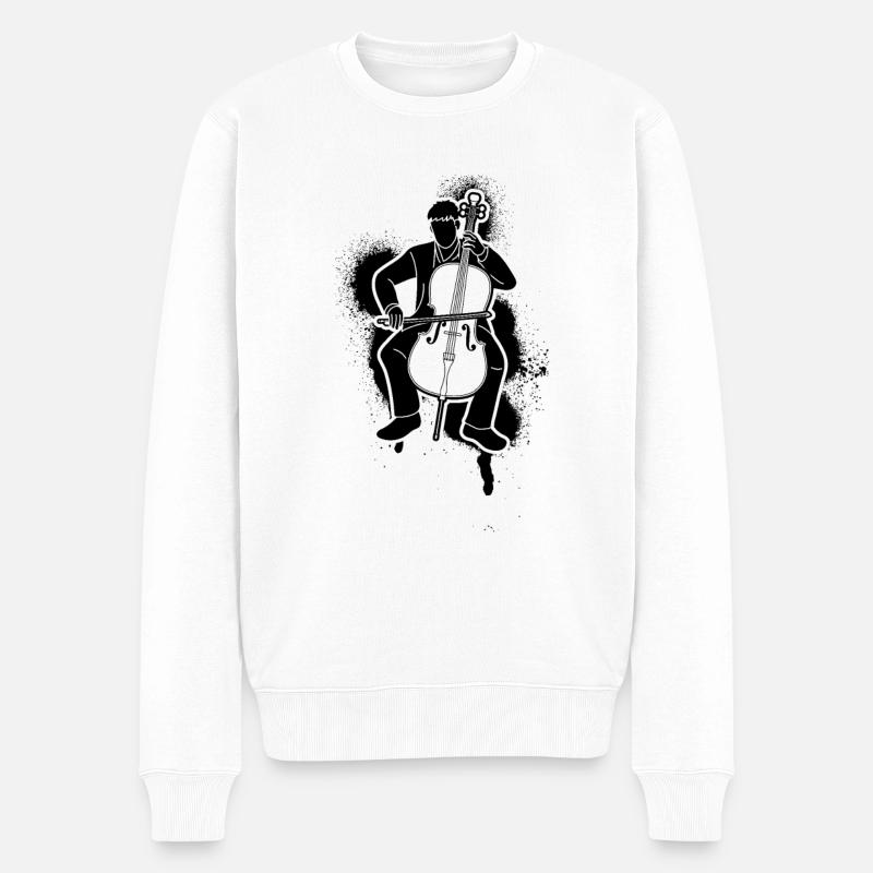 Cello Cellospieler Cellist - Männer Premium Bio Pullover - Weiß