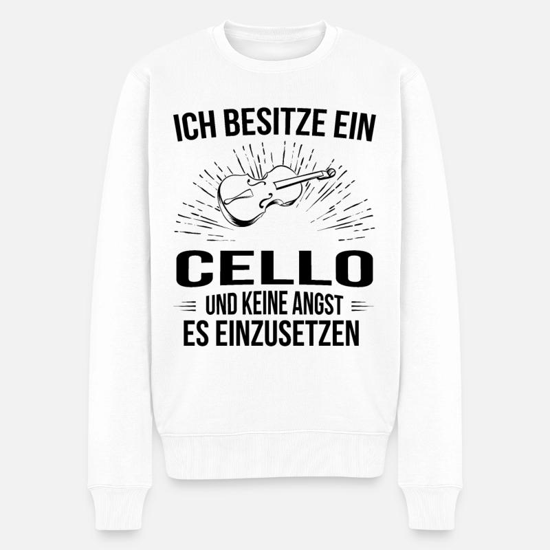 Cello Cellospieler Cellist - Männer Premium Bio Pullover - Weiß