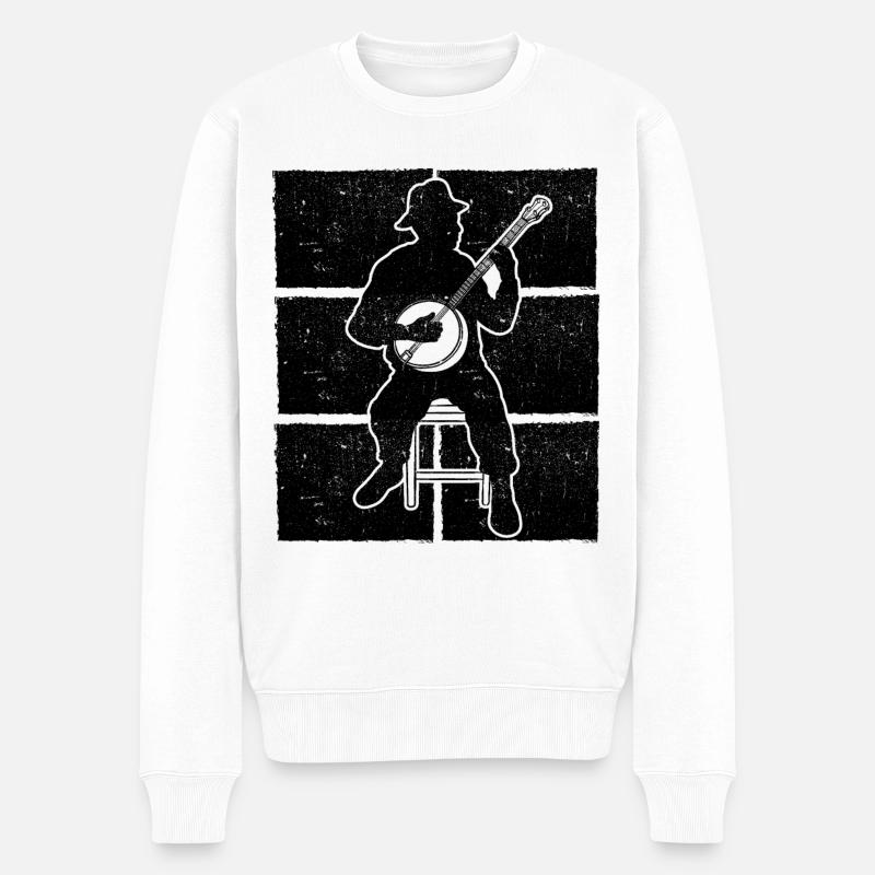 Banjo Banjospieler Banjoist - Männer Premium Bio Pullover - Weiß