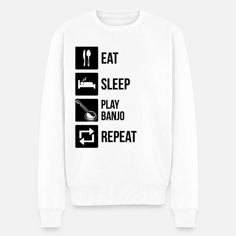 Banjo Banjospieler Banjoist - Männer Premium Bio Pullover - Weiß