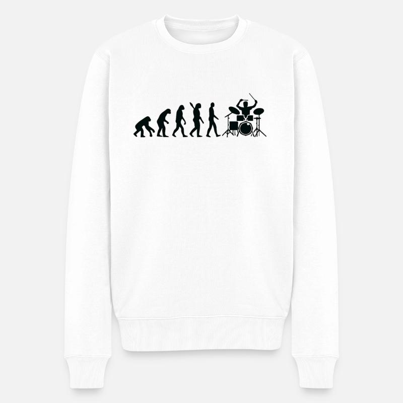 Évolution du batteur Évolution du batteur Évolution du batteur - Pull Premium bio Homme - blanc