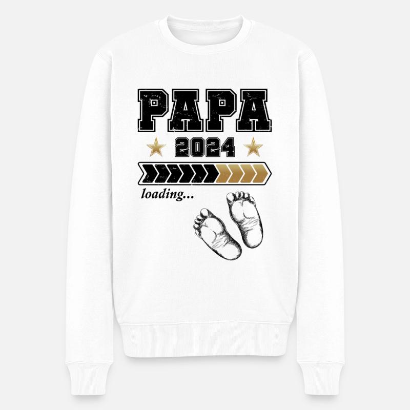 Papa Loading 2024 - Männer Premium Bio Pullover - Weiß