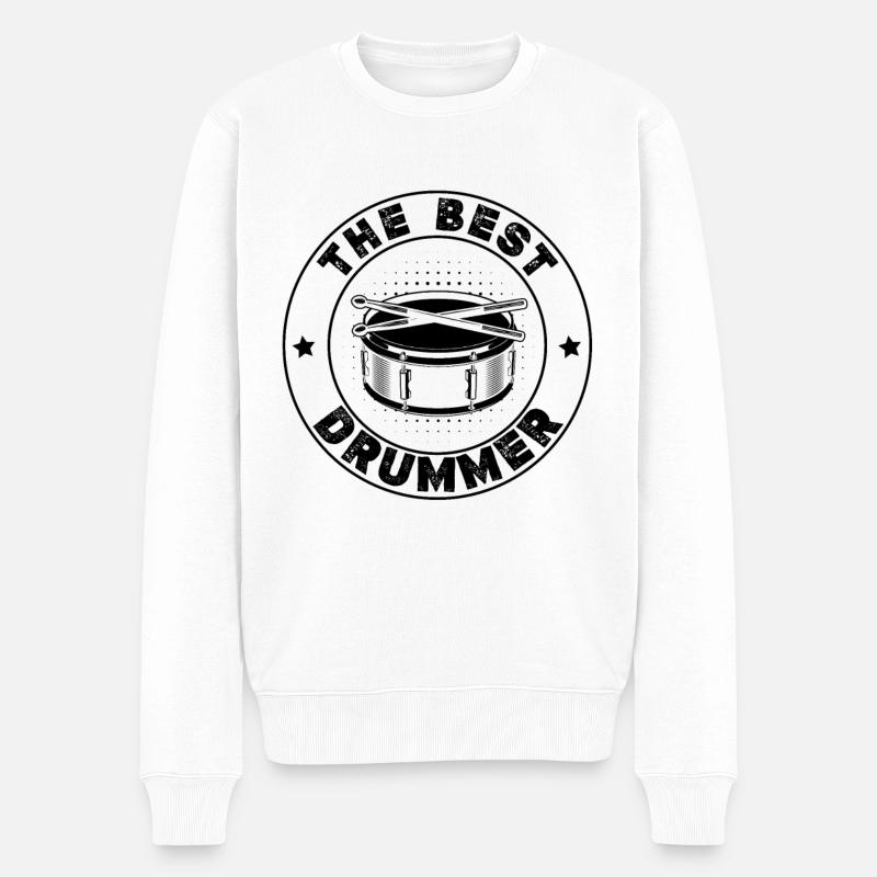 The Best Drummer - Drummer Player Drummer - Männer Premium Bio Pullover - Weiß