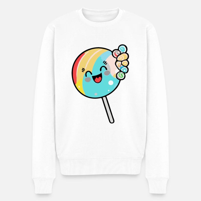 Lollipop Comic - Männer Premium Bio Pullover - Weiß