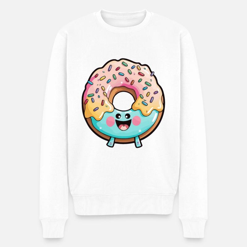 Donut Comic - Männer Premium Bio Pullover - Weiß