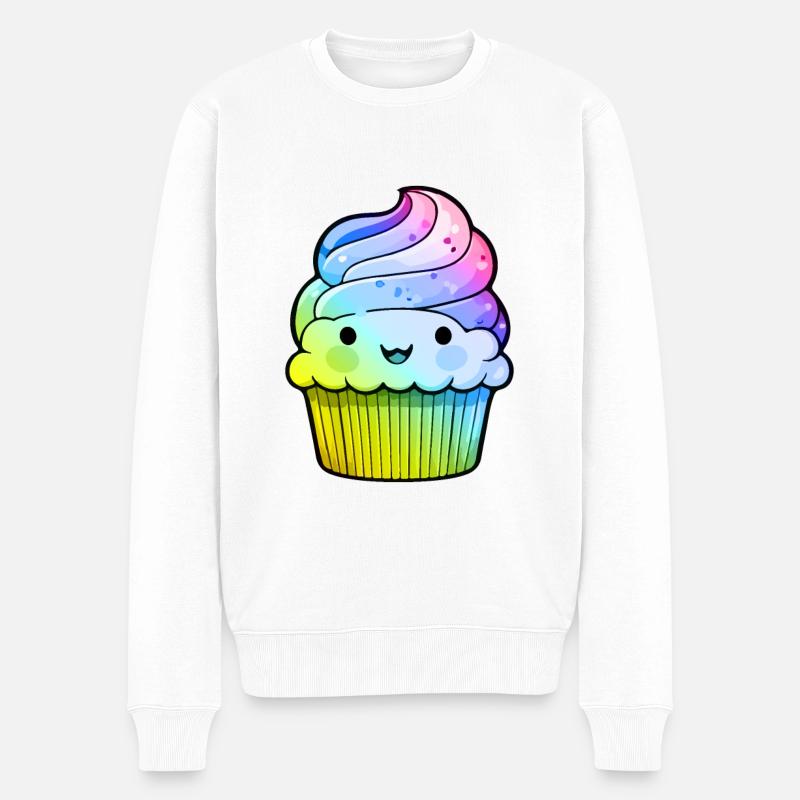 Cupkake Comic Bunt - Männer Premium Bio Pullover - Weiß
