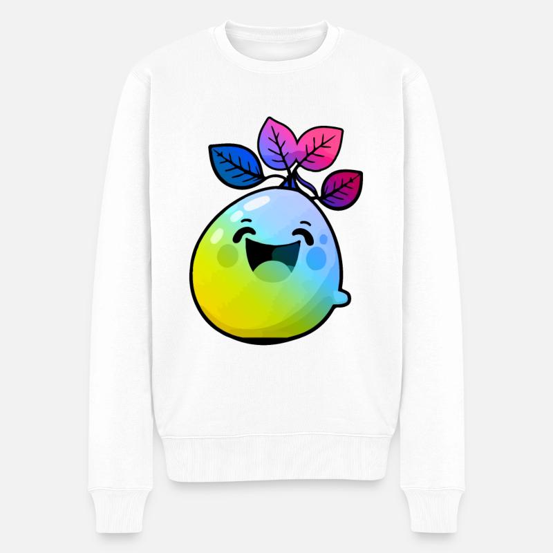 Zitrone Comic Bunt - Männer Premium Bio Pullover - Weiß