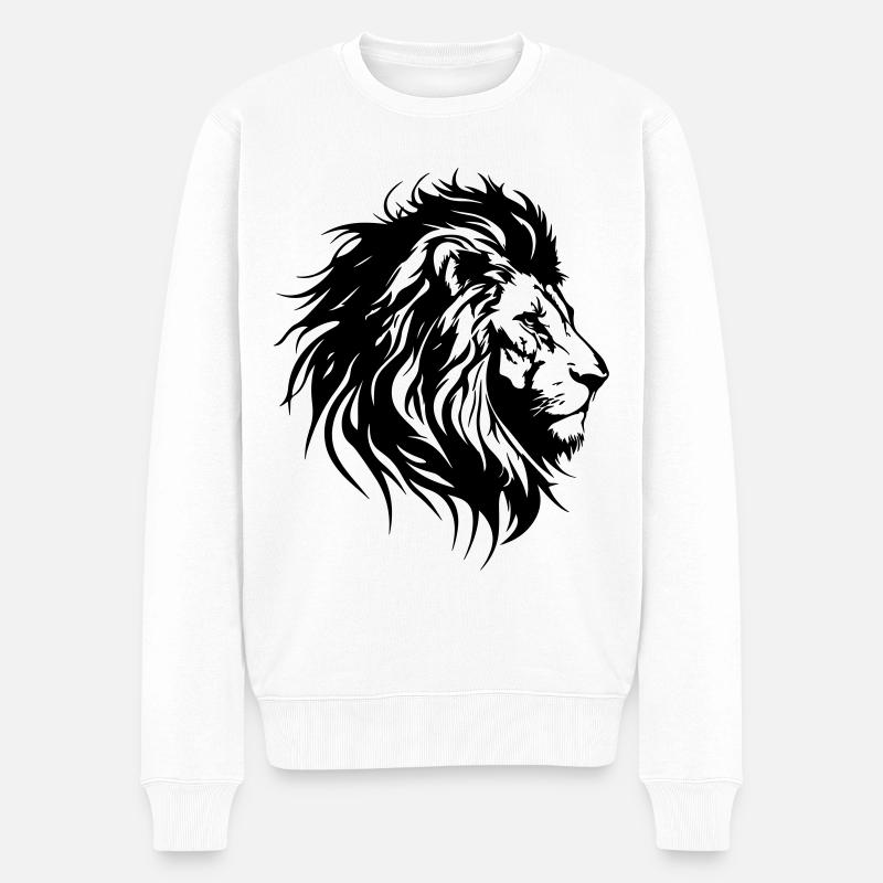 Tête de Lion Silhouette de Lion - Pull Premium bio Homme - blanc