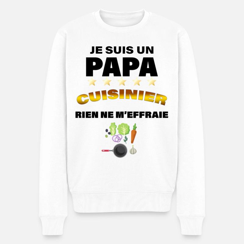 Mon Papa à la Cuisine C'est Le Meilleur - Pull Premium bio Homme - blanc