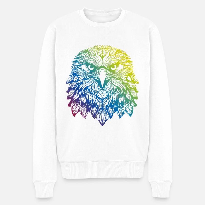 Adler Mandala Boho - Männer Premium Bio Pullover - Weiß