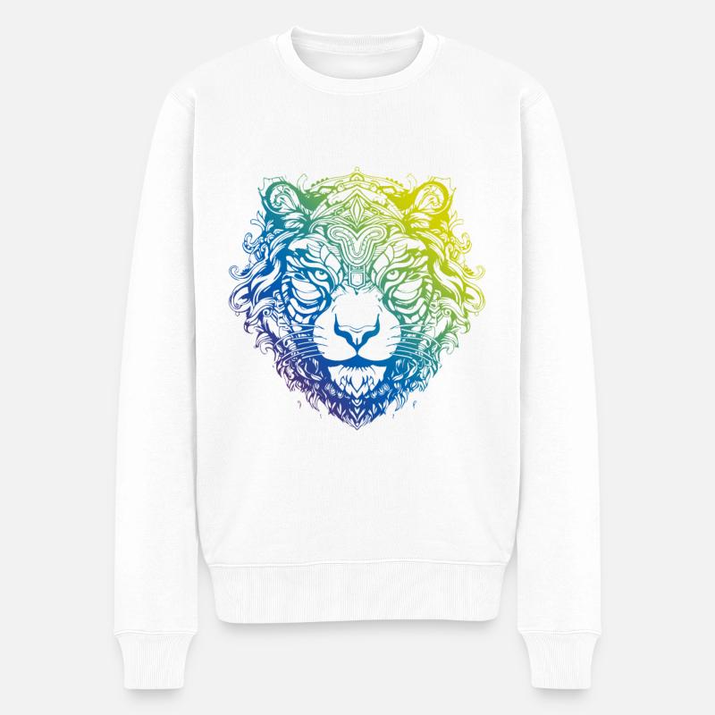 Tigre Mandala Boho - Pull Premium bio Homme - blanc