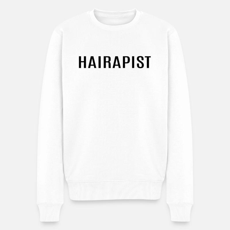 HAIRAPIST - Coiffeur drôle - Pull Premium bio Homme - blanc