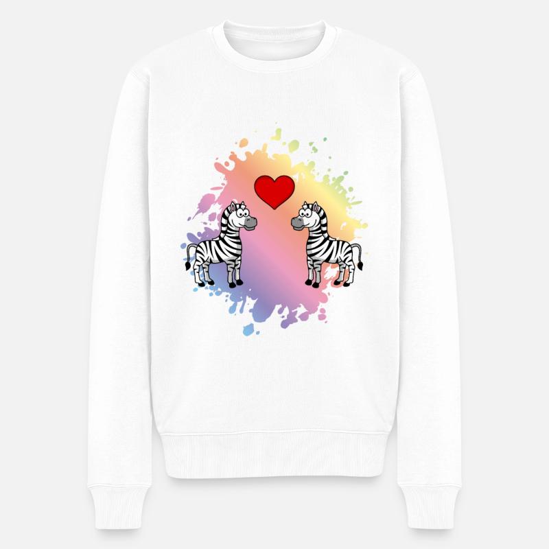 Zebra Comic Couple Amour - Pull Premium bio Homme - blanc