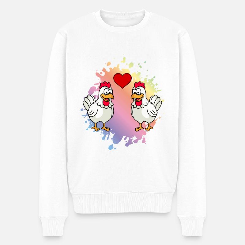 Poulet Couple Comic Love - Pull Premium bio Homme - blanc