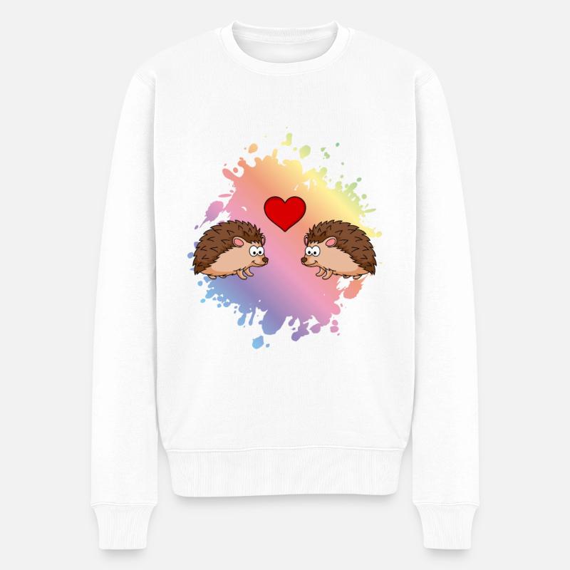 Hérisson Couple Comic Amour - Pull Premium bio Homme - blanc