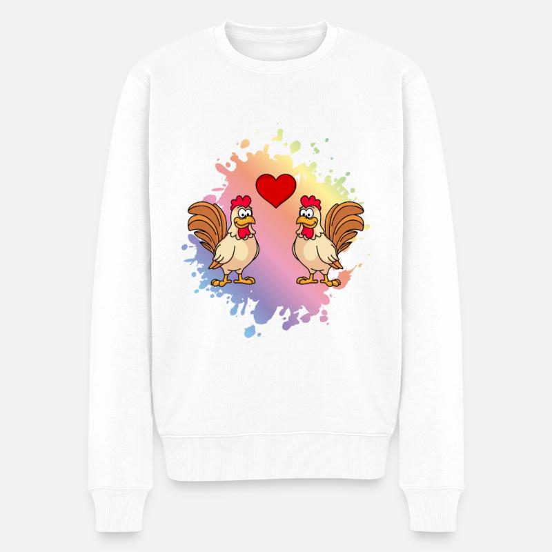 Coq Comic Couple Amour - Pull Premium bio Homme - blanc