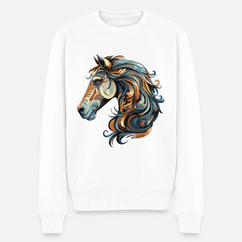 Pferd Portrait - Männer Premium Bio Pullover - Weiß