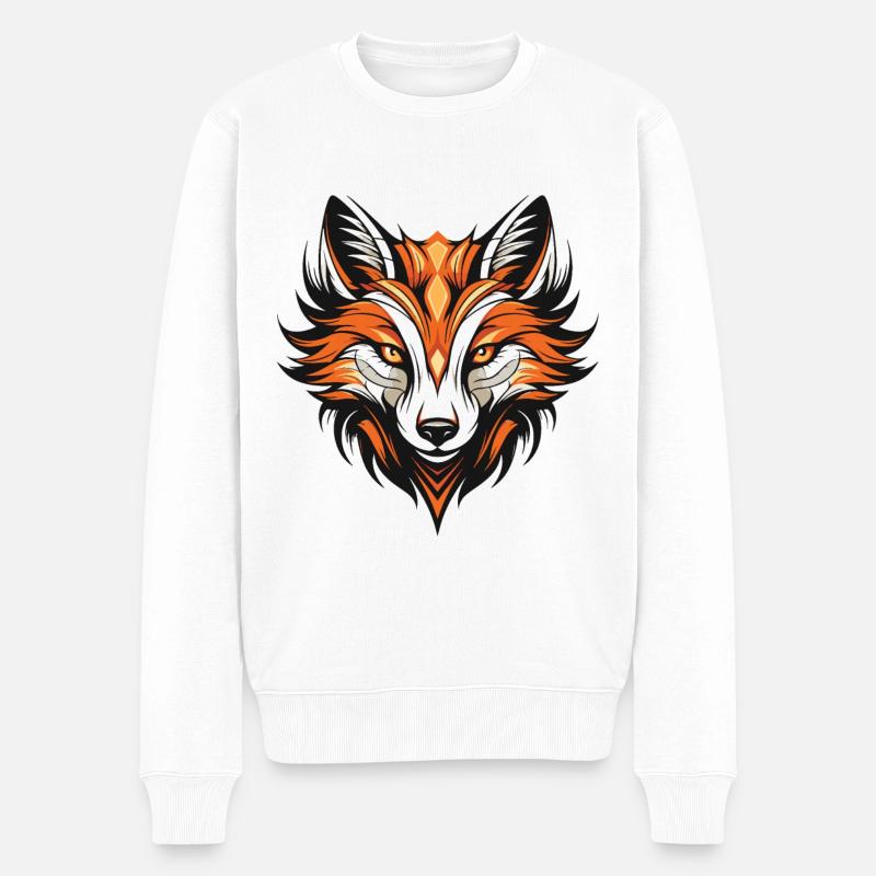 Fuchs Portrait - Männer Premium Bio Pullover - Weiß