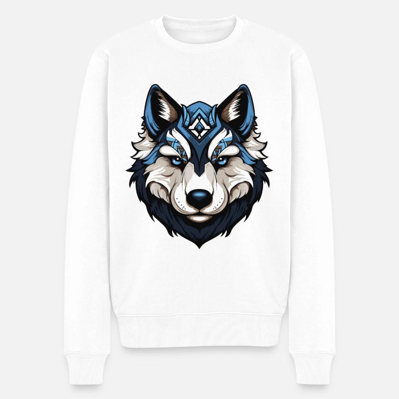 Portrait de chien Husky - Pull Premium bio Homme - blanc