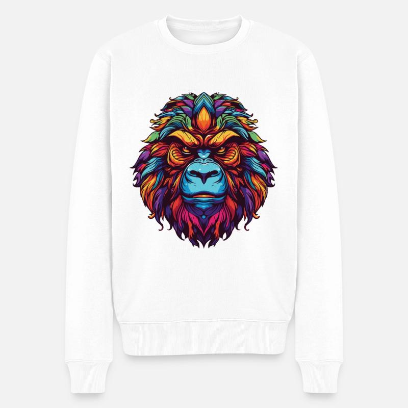 Gorilla Portrait - Männer Premium Bio Pullover - Weiß