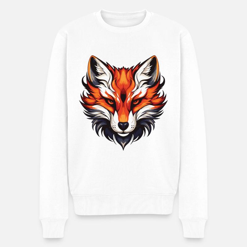 Fuchs Portrait - Männer Premium Bio Pullover - Weiß