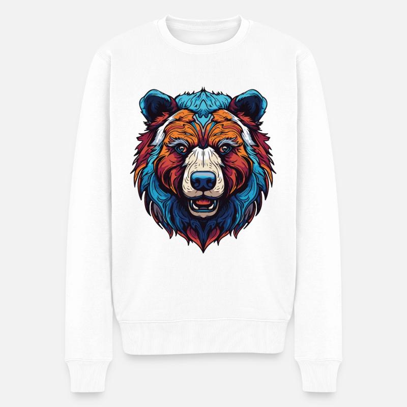 Bär Portrait - Männer Premium Bio Pullover - Weiß