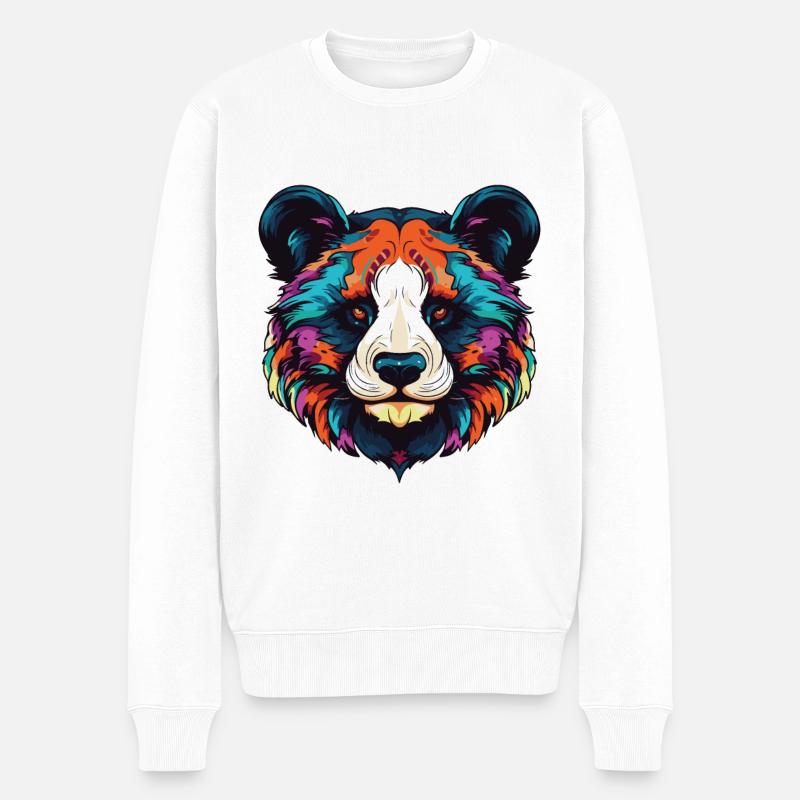 Panda Portrait - Männer Premium Bio Pullover - Weiß