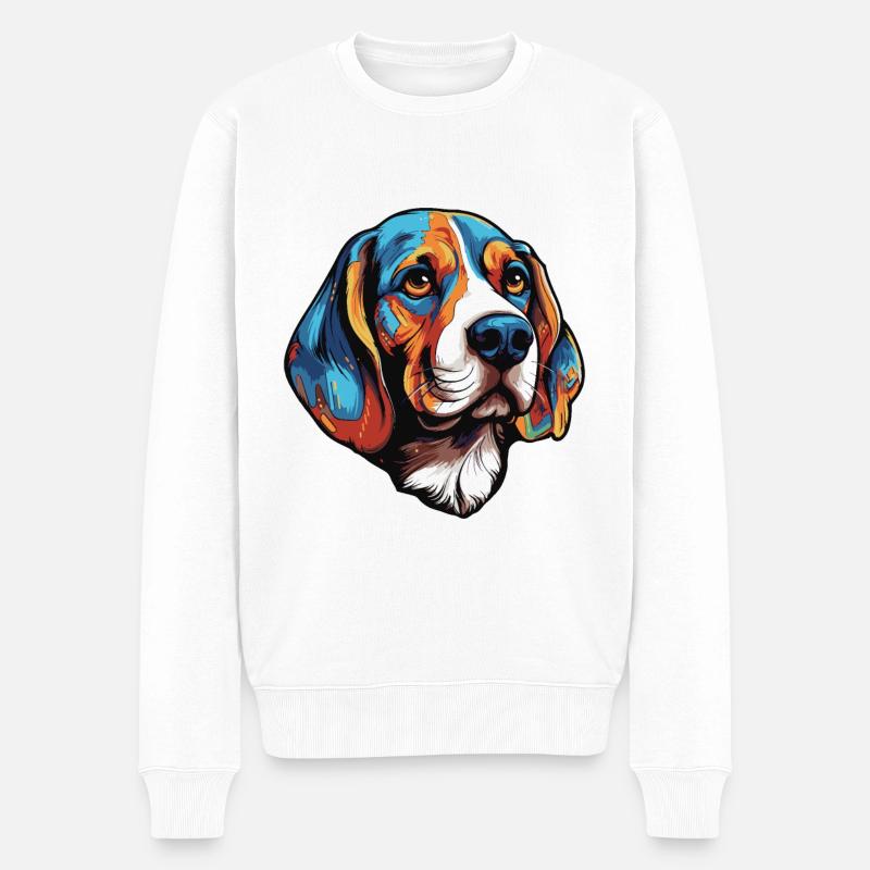 Portrait de chien Beagle - Pull Premium bio Homme - blanc