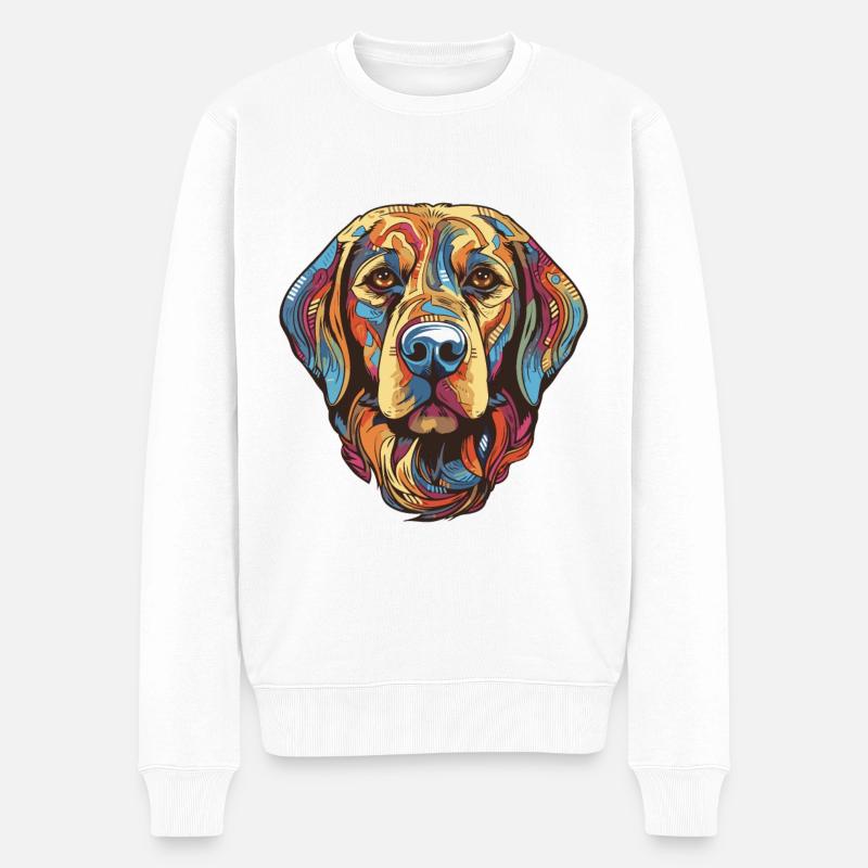 Labrador Hund Portrait - Männer Premium Bio Pullover - Weiß