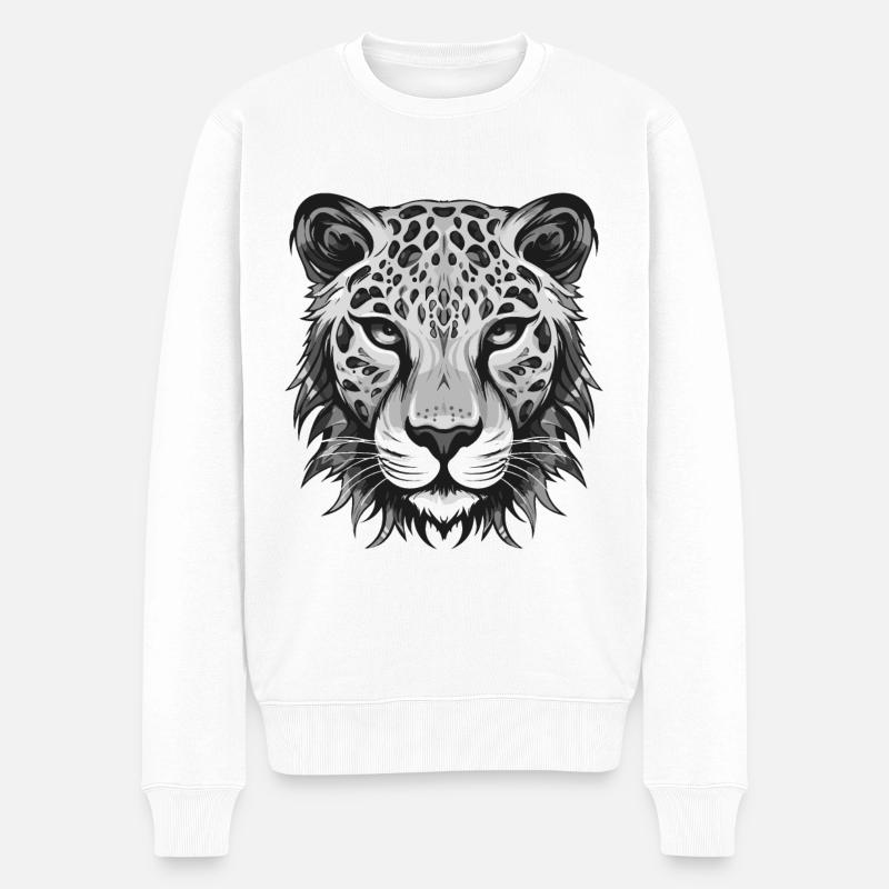 Guépard Portrait Animal - Pull Premium bio Homme - blanc