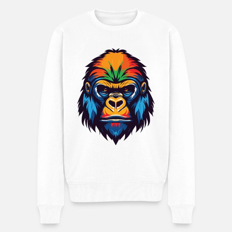 Gorilla Kopf - Männer Premium Bio Pullover - Weiß