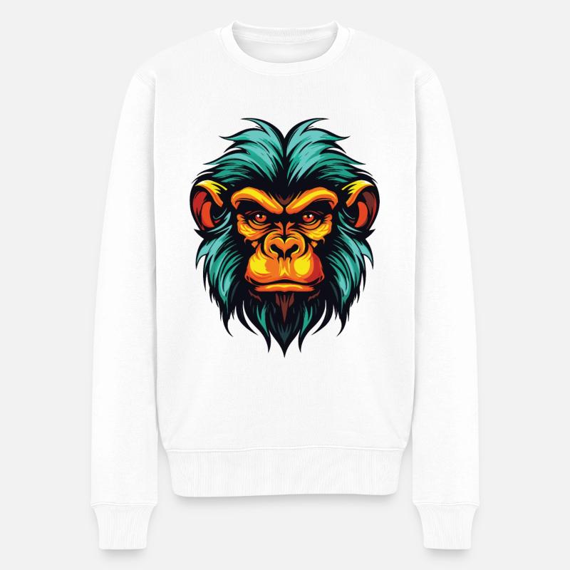 Tête de singe - Pull Premium bio Homme - blanc