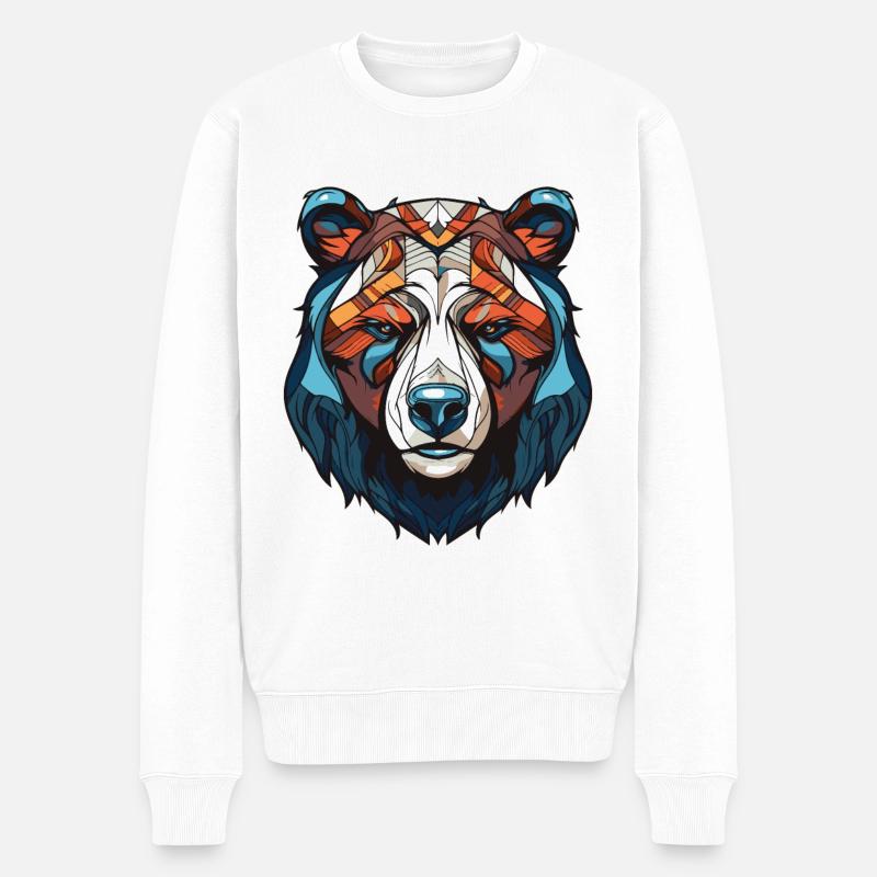 Eisbär Kopf Polar bär - Männer Premium Bio Pullover - Weiß