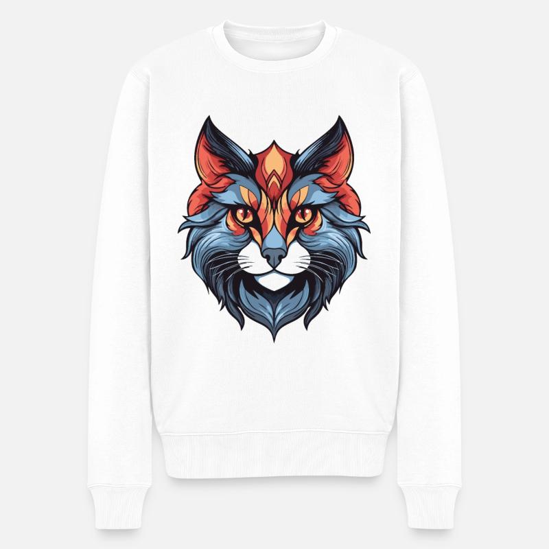 Tête de symbole de chat - Pull Premium bio Homme - blanc