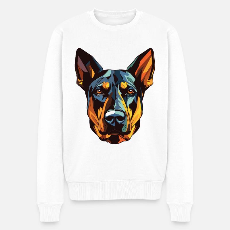 Doberman Hund Kopf - Männer Premium Bio Pullover - Weiß