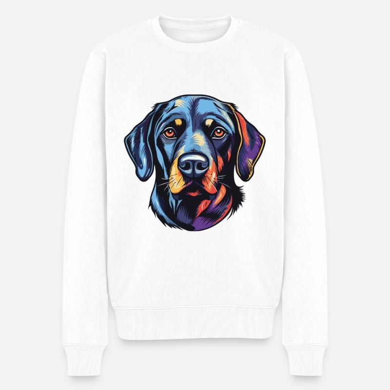 Labrador Hund Kopf - Männer Premium Bio Pullover - Weiß