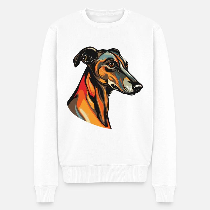 Greyhound Hund Kopf - Männer Premium Bio Pullover - Weiß