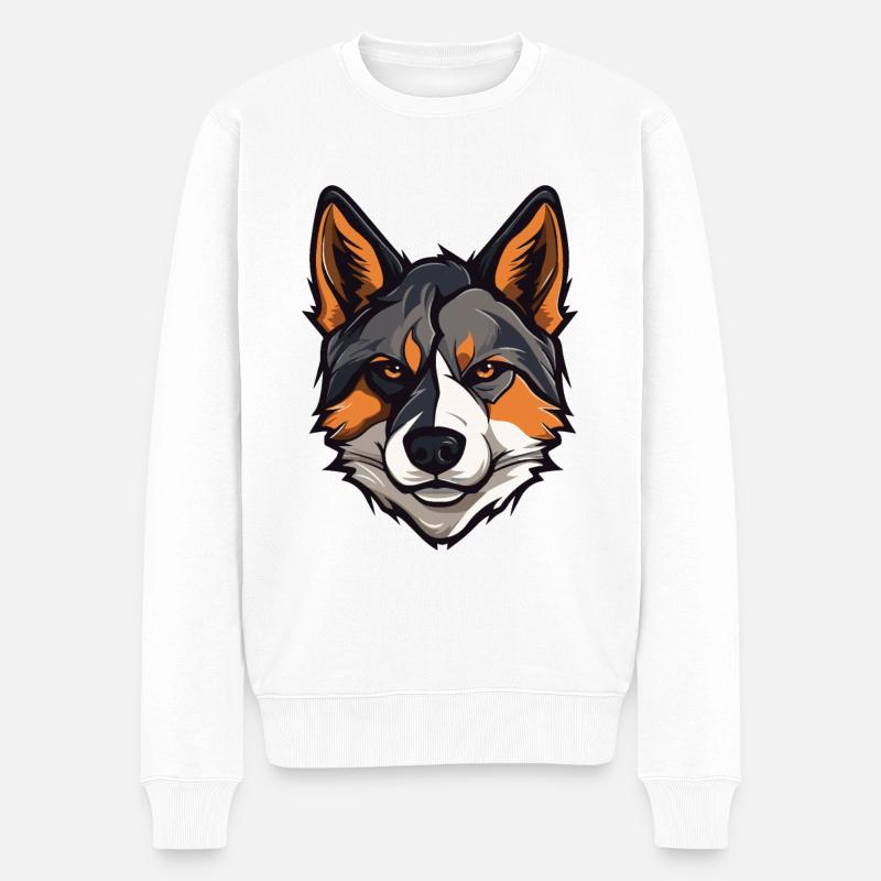 Tête de chien Akita - Pull Premium bio Homme - blanc