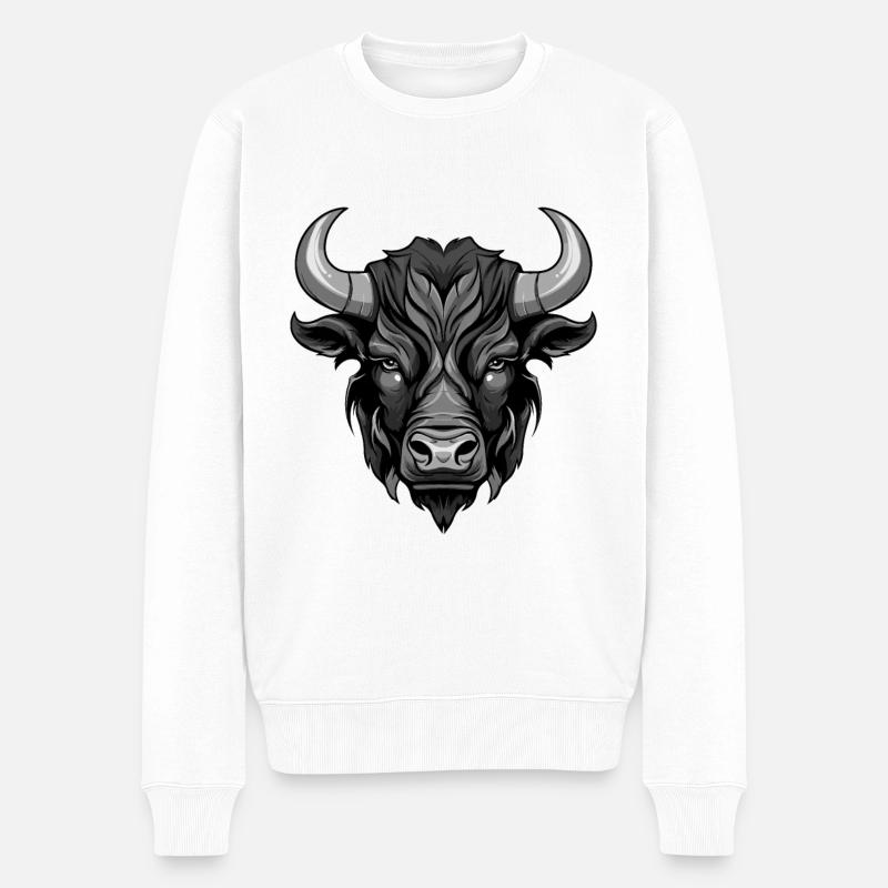 Bulle Kopf Taurus - Männer Premium Bio Pullover - Weiß