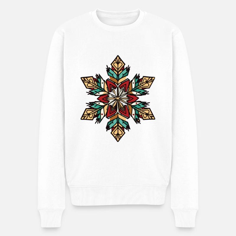 Frost Symbol Winter Schnee Stern - Männer Premium Bio Pullover - Weiß