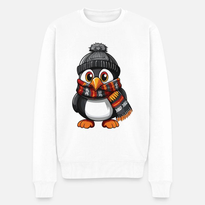 Pingouin mignon hiver bande dessinée - Pull Premium bio Homme - blanc