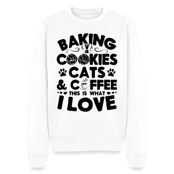 Baking Cookies Cats & Coffee This is what I Love - - Männer Premium Bio Pullover - Weiß - Vorne - Thijin (182cm)
