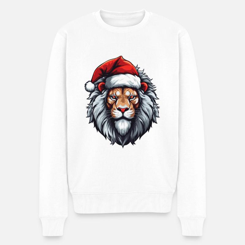 Portrait de Lion Noël - Pull Premium bio Homme - blanc