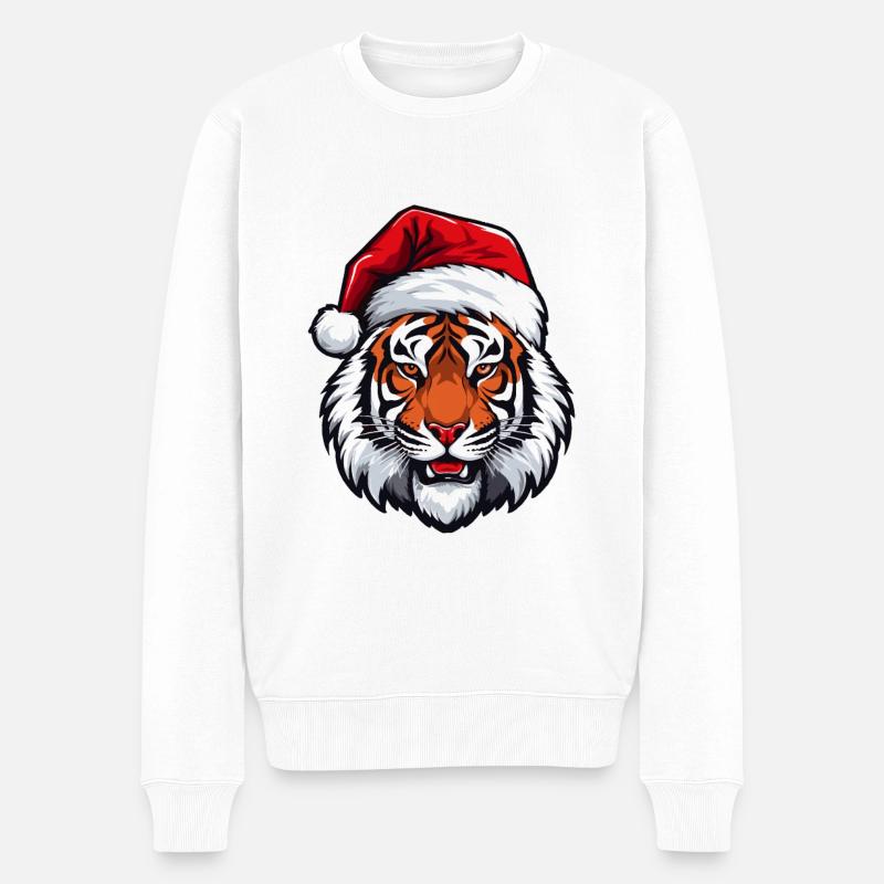 Portrait de tigre Noël - Pull Premium bio Homme - blanc