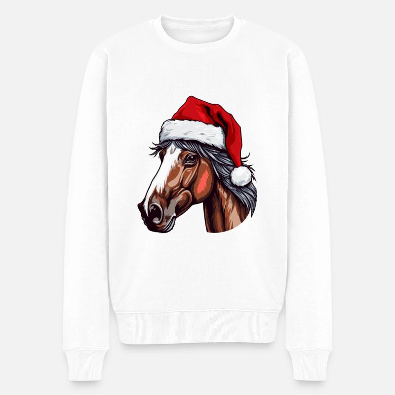 Portrait de cheval Noël - Pull Premium bio Homme - blanc