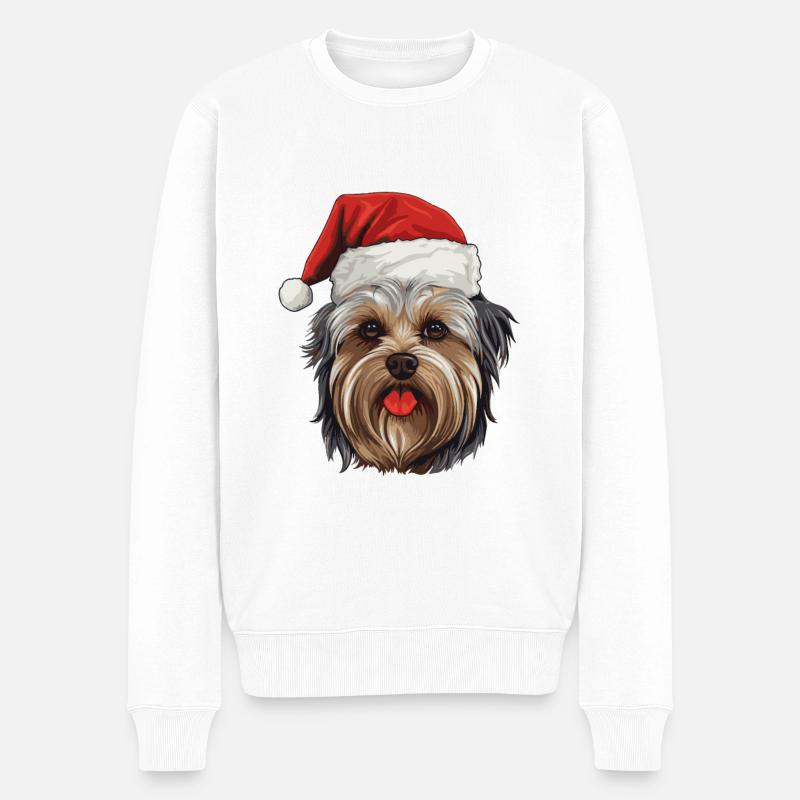 Yorkshire Terrier Hund Weihnachten - Männer Premium Bio Pullover - Weiß