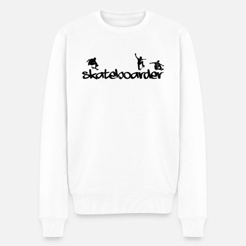 Skateboard Skateboarder Silhouette - Pull Premium bio Homme - blanc