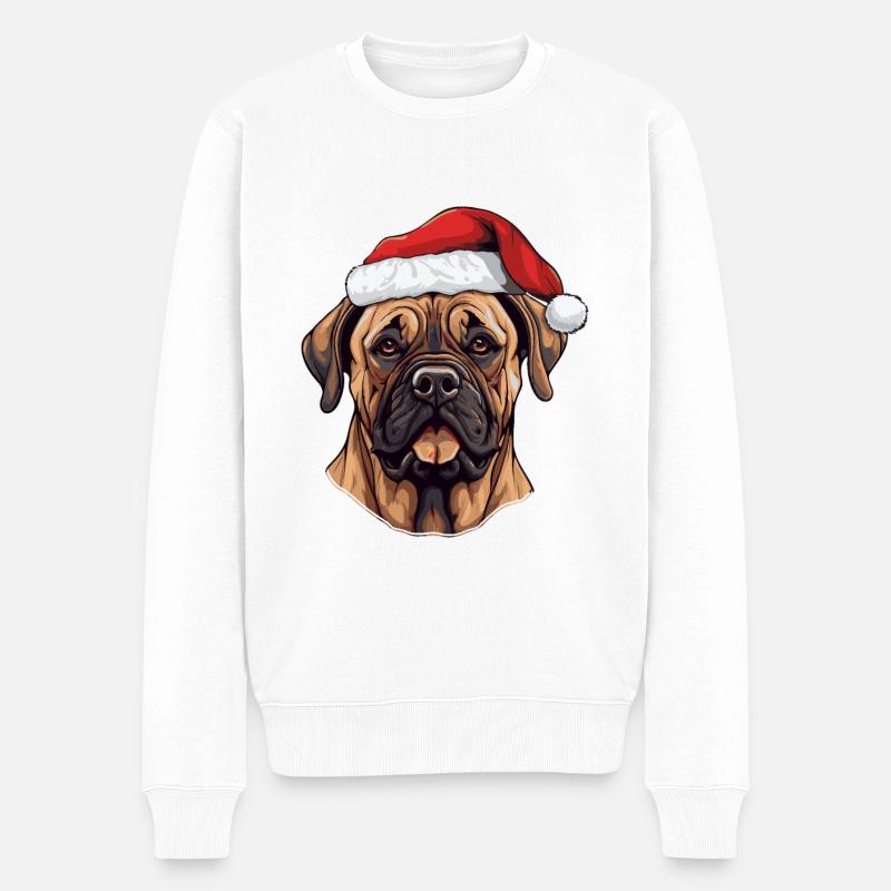 Boerboel chien Noël drôle Noël - Pull Premium bio Homme - blanc